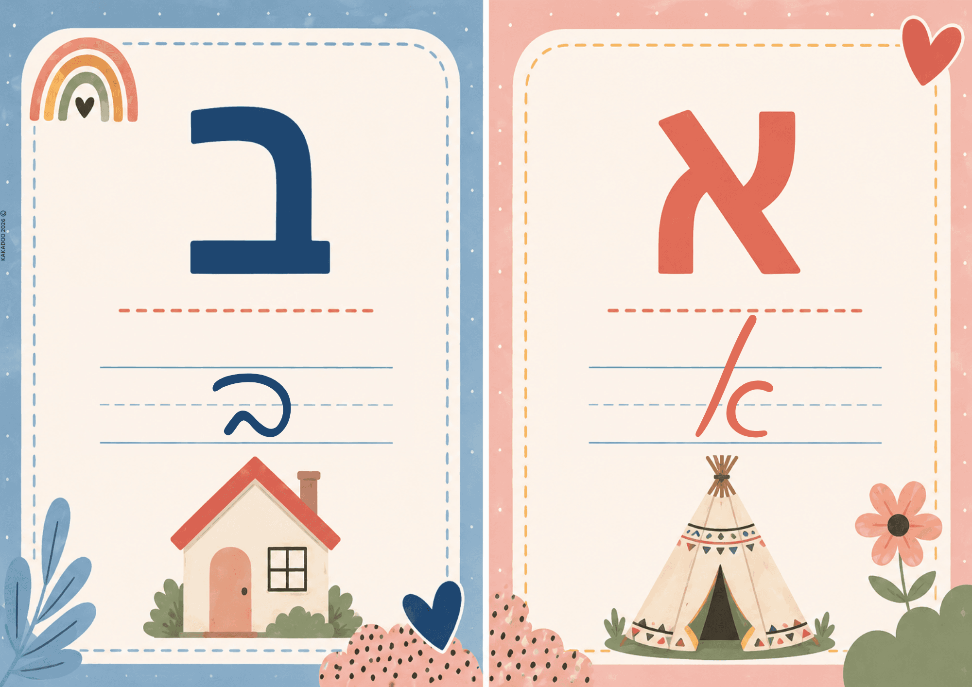 כרטיסיות אותיות א"ב — דף 1